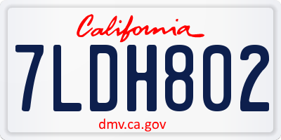 CA license plate 7LDH802