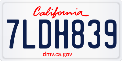 CA license plate 7LDH839