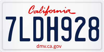 CA license plate 7LDH928