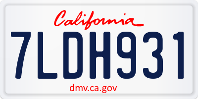 CA license plate 7LDH931