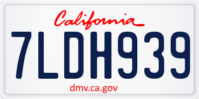 CA license plate 7LDH939
