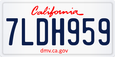 CA license plate 7LDH959