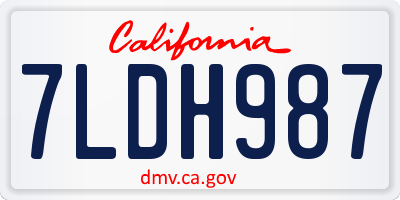 CA license plate 7LDH987