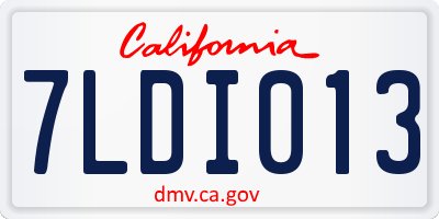 CA license plate 7LDI013
