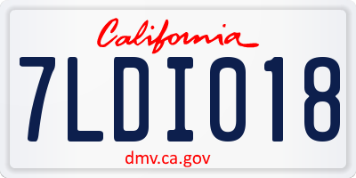 CA license plate 7LDI018