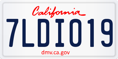 CA license plate 7LDI019