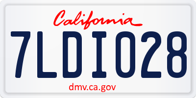 CA license plate 7LDI028