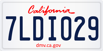 CA license plate 7LDI029