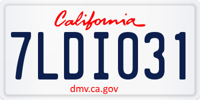 CA license plate 7LDI031
