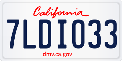 CA license plate 7LDI033