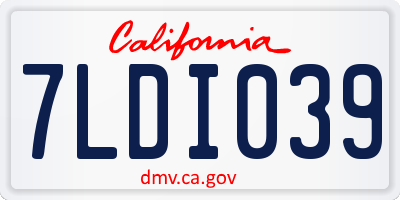 CA license plate 7LDI039