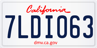 CA license plate 7LDI063