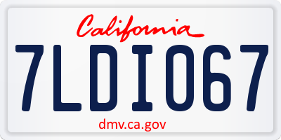 CA license plate 7LDI067