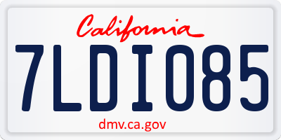 CA license plate 7LDI085