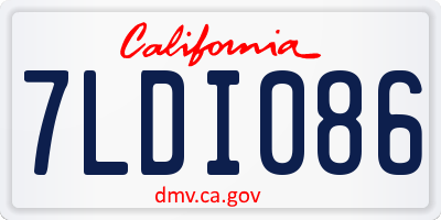CA license plate 7LDI086