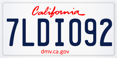 CA license plate 7LDI092