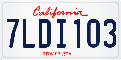 CA license plate 7LDI103