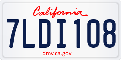 CA license plate 7LDI108