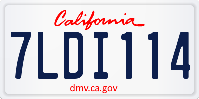 CA license plate 7LDI114