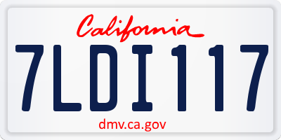 CA license plate 7LDI117
