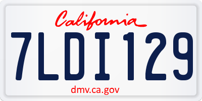 CA license plate 7LDI129