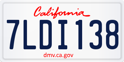 CA license plate 7LDI138