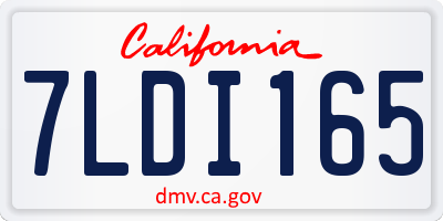 CA license plate 7LDI165