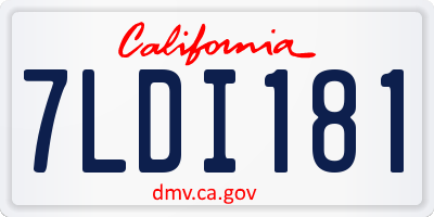 CA license plate 7LDI181