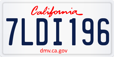 CA license plate 7LDI196