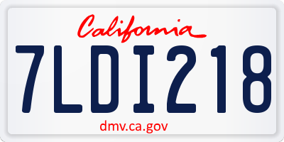 CA license plate 7LDI218