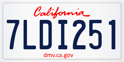 CA license plate 7LDI251