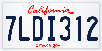 CA license plate 7LDI312
