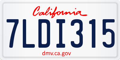 CA license plate 7LDI315