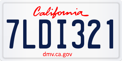 CA license plate 7LDI321