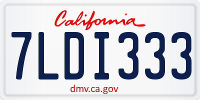 CA license plate 7LDI333