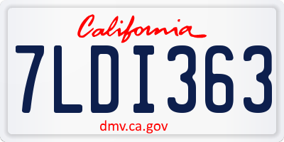 CA license plate 7LDI363