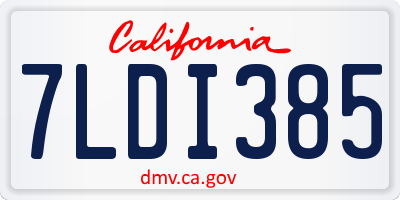 CA license plate 7LDI385