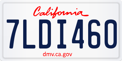 CA license plate 7LDI460