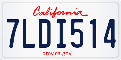 CA license plate 7LDI514