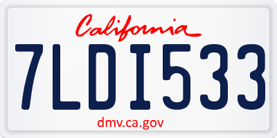 CA license plate 7LDI533