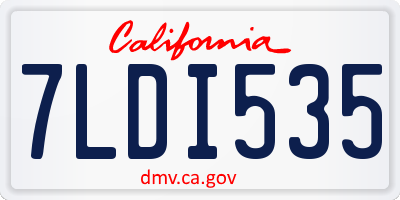 CA license plate 7LDI535