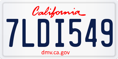 CA license plate 7LDI549