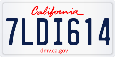 CA license plate 7LDI614