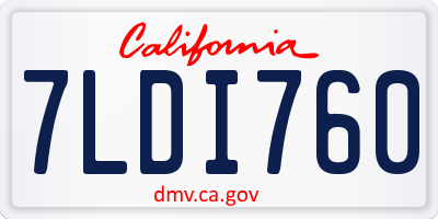 CA license plate 7LDI760
