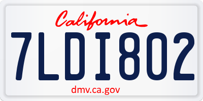 CA license plate 7LDI802