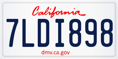 CA license plate 7LDI898