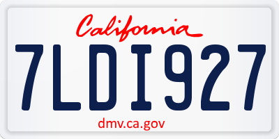 CA license plate 7LDI927