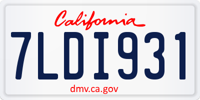 CA license plate 7LDI931