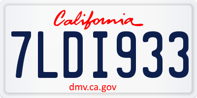 CA license plate 7LDI933