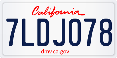 CA license plate 7LDJ078